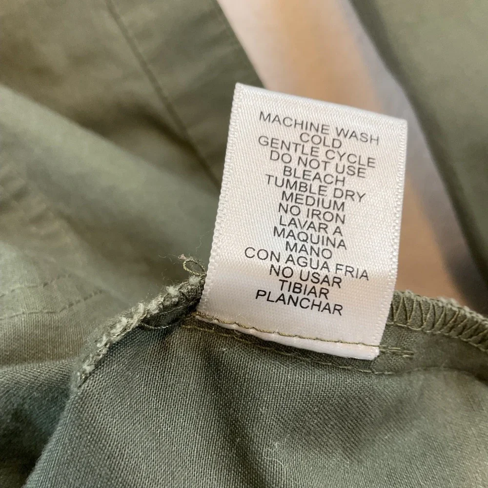 Love Tree Womens Olive Green Utility Anorak Military Hooded Field Jacket Medium